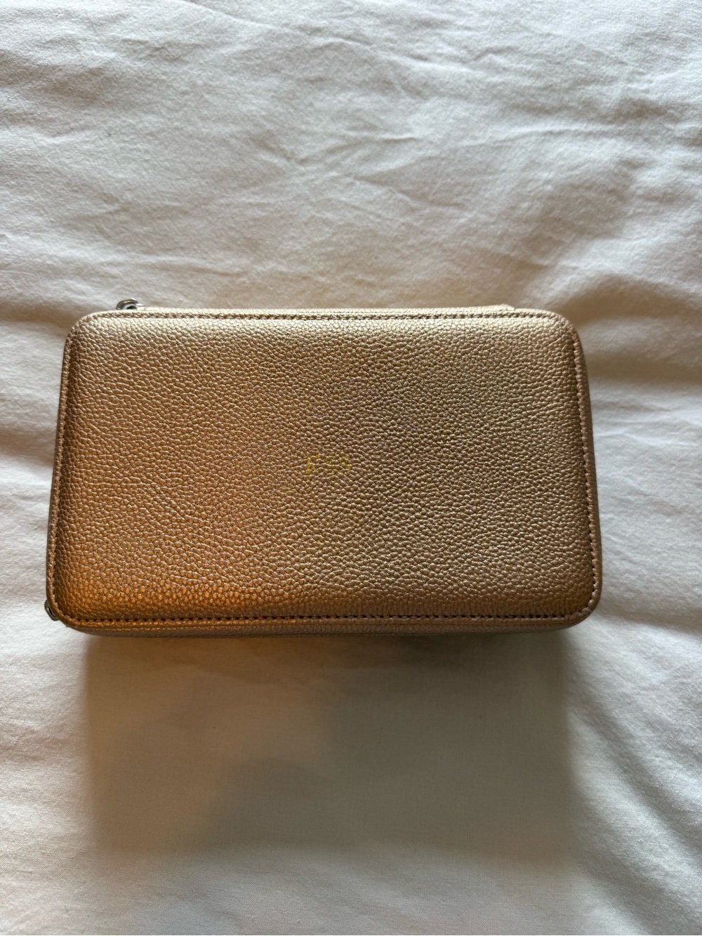 Mark & Graham Metallic Gold Leather Zip Jewelry Case